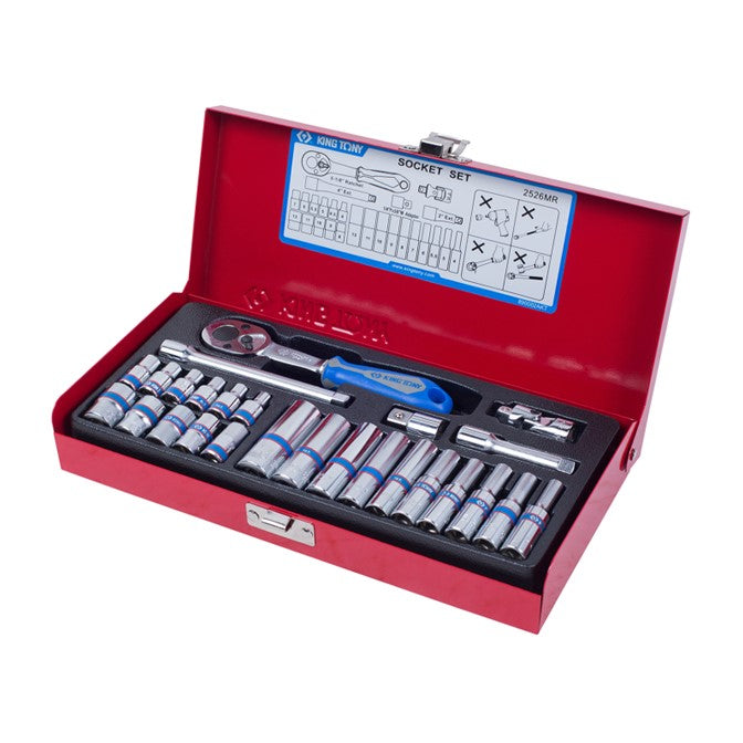 King Tony 2539MR Socket Set ¼" DR Metric 6-22mm 39 PCS
