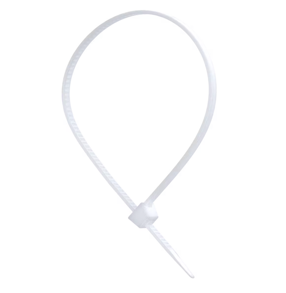 100mm x 2.5mm Plastic Cable Ties - White Nylon